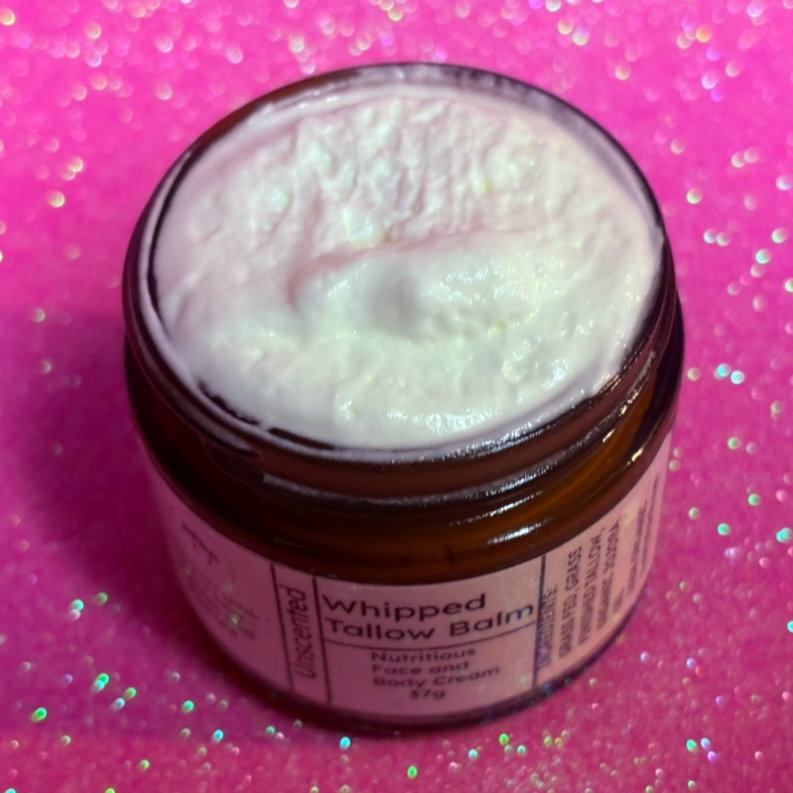 Whipped Tallow Balm (37g) with grass-fed tallow + organic jojoba. Vitamin-rich natural moisturizer for dry, sensitive, aging, or irritated skin.